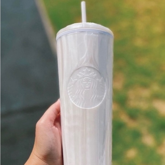 Starbucks Pearl White Marbled Dome Kaleidoscope Tumbler Cold Cup 24oz Venti 2021 - Picture 13 of 15